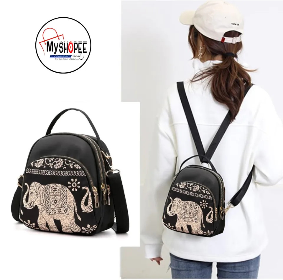 New Trendy Fashion Printing Mini Backpack for Women Nylon Rucksack Multilayer Crossbody Shoulder School Bags For Girls Stylish Cute Look Women MY SHOPEE BD Daraz .bd