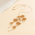 Lacteo Fashion Gold Color Leaf Shape Petals Charm Long Necklace for Women Choker Chest Chain Ladies Party Jewelry Collar Gifts.