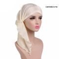 City_Fashion Women Wrinkle Long Turban Cap Head Wrap Chemo Hat Beanie Muslim Hijb. 