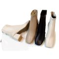 Korean version square toe block heel boots women's new fashion rear zipper mid-cut high heel martin boots women.