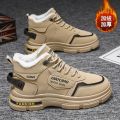 Winter men's shoes, new fleece high-top martin boots, men's trend, versatile, thickened warm cotton shoes, cargo shoes, short boots.
