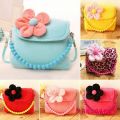 ♬MG -Cute Baby Girl Flower Bead Chain Velvet Handbag Shoulder Bag Party Princess. 