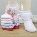 3Pairs Cotton Eyelet Flower Socks Toddler Baby Child Girls Ruffle Lace Ankle Cotton Dress Socks Princess Summer.