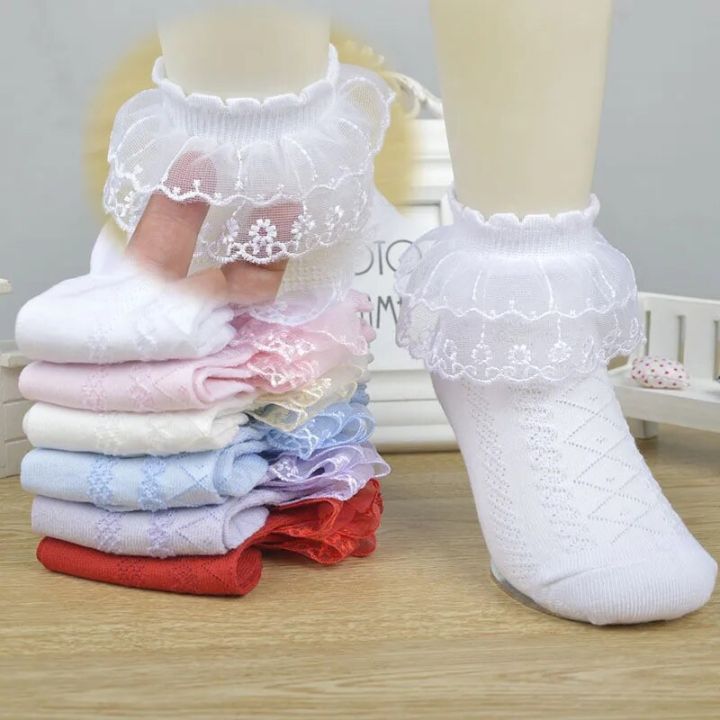 3Pairs%20Cotton%20Eyelet%20Flower%20Socks%20Toddler%20Baby%20Child%20Girls%20Ruffle%20Lace%20Ankle%20Cotton%20Dress%20Socks%20Princess%20Summer%20-%20Image%202