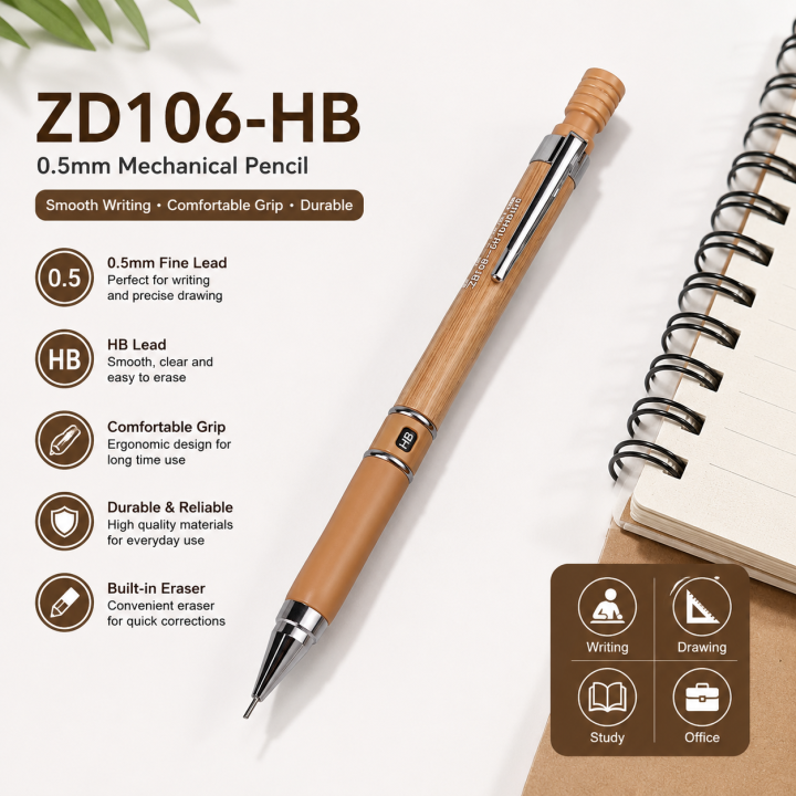 Baoke%202b%20Mechanical%20Pencil%20with%20Eraser%200.5mm%20High-Quality%20Writing%20Stationery%20-%20Image%205