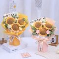 Finished Crochet Flowers Bouquet Handmade SunFlower Bouquet Valentines Gift Wedding Decor Knitted Flower Bouquet with Gift Bag.