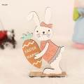 Cute Easter Standing Bunny Wooden Table Decoration Lightweight Accessory Holding Carrot.