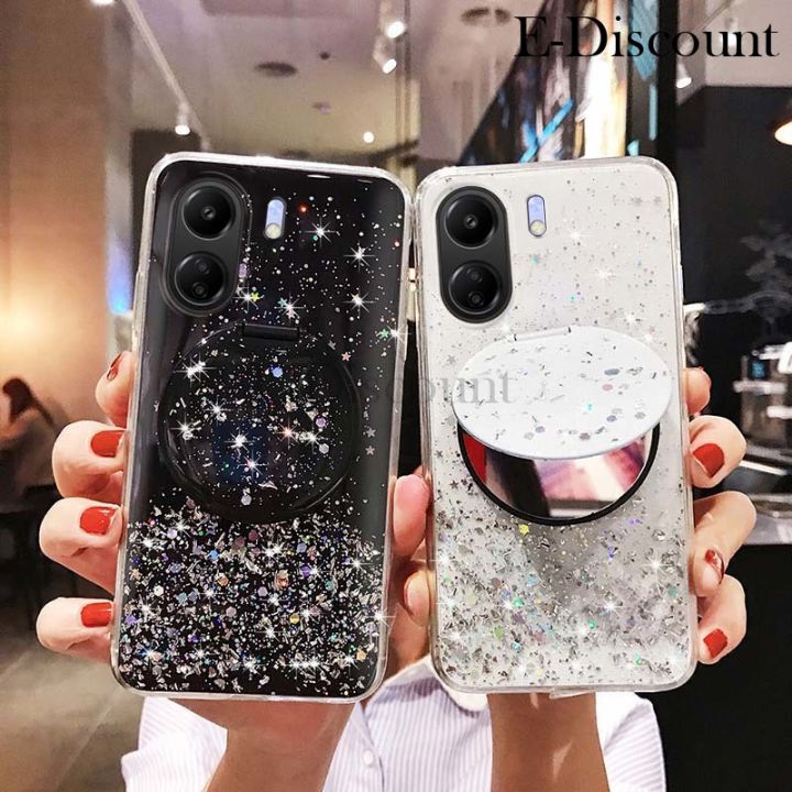 New Phone Case For Redmi 13C Cover Sparkling Star Moon Soft Silicone Transparent Mirror Anti Drop for Redmi 13C Case