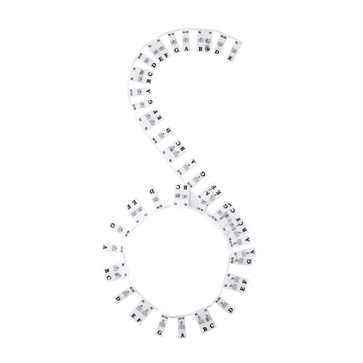1 Piece Removable Piano Keyboard Stickers Stave Notation Note Strip Stickers for Beginners Students 61 Key