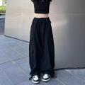 DancingjazzPants American StylehiphopWhite Overalls Women's Summer Loose Parachute Bloomers. 