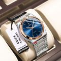 Poedagar PO930M Silver Stainless Steel Analog Wrist Watch For Men. 