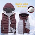 Brand Men's Vest Winter Sleeveless Jackets Down Vest Men Hooded Warm New 2022 Casual Outwear Hat Detachable Outer Vest Chalecos.