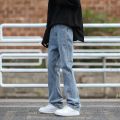 Brown Baggy Jeans Men Fashion Retro Casual Wide-leg Jeans Men Streetwear Loose Hip Hop Straight Denim Pants Mens Trousers. 