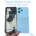For Xiaomi Redmi 12 4G Side Frame + Back Panel Housing + Camera Glass Back shell Replacement Spare Parts.