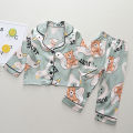 【DIV MALL】（NEW）Baby boy‘s pajama sets Summer pleasantly cool little boys Long sleeves pants Comfortable Cute Children's nightwear suits. 