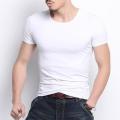 Summer Men T-shirt Round Neck V Neck Short Sleeve Pullover Tees Solid Color Soft Breathable Thin Simple Style Casual Men Top. 