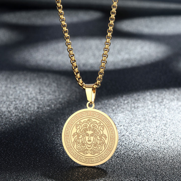 Alien Dainty Mythology Medusa Gorgon Necklace Women Men Ancient Greek Symbol Jewelry Stainless Steel Pagan Necklace Gift