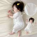 Baby clothes, thin short sleeved jumpsuit, pure cotton breathable mesh, A-class romper, full moon baby pamas, summer. 
