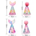 1Pcs 1/2/3 Birthday Hat Caps For Kids Glitter Mermaid Cone Hat 1st Birthday Hat Newborn Baby Shower Birthday Party Decoration. 