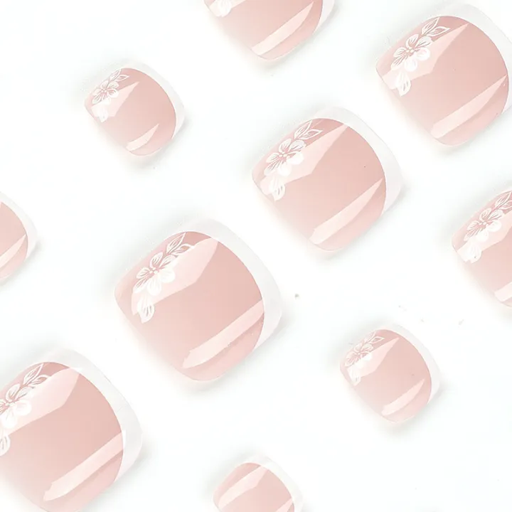 Toe%20Nails%20Set%20French%20Press%20on%20Foot%20Tips%20Nail%20Tips%20with%20Designs%20Summer%20Reusable%20Artificial%20False%20Stick-on%20Nails%20Art%2024pcs%20-%20Image%203