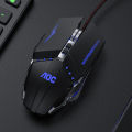 AOC GM110 wired gaming mouse USB with macro programming four-color luminous business office mouse.