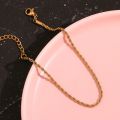 E.B.belle Twists Chain Anklet Minimalist 18K Gold Plated Stainless Steel Bracelet on the Leg Jewel Accessories for Women Gift. 