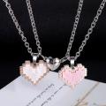 Alloy Alloy necklace Adorable Mosaic Couple necklace Love heart pendant for Romantic Anniversary gift Casual wear Fashion accessory Couple jewelry. 