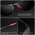 KDEAM Rimless Oval Men's Sunglasses Polarized TR90 Material Frame TAC Polarization Lense Soft Rubber Foot Cover.