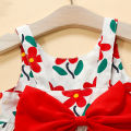 【Great Selection】 Summer New Girl Dress With Hat Sweet Flower Print Birthday Squad Dress Sweet Princess Dress.