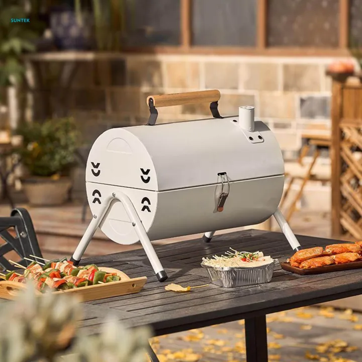 Grill%20Barbecue%20Grill%20Camping%20Grilling%20Meat%20Holder%20Rack%20Cooking%20Tabletop%20Grill%20for%20Outdoor,%20Camping,%20Campfire%20,%20With%20Baking%20Tray,%20White%20-%20Image%204