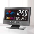HA Electronic Digital Temperature Humidity Monitor Clock Weather Forecast Clock-Black.