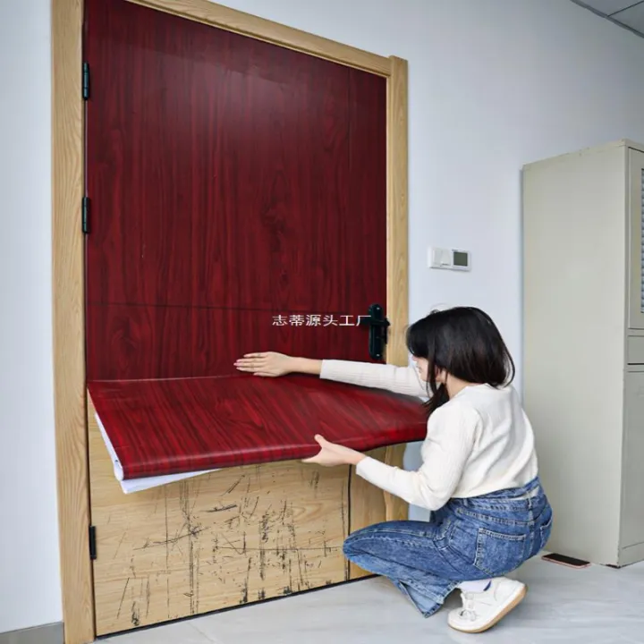 Door stickers wooden door renovation self-adhesive whole sheet waterproof thickened door wallpaper imitation wood old cover up ugly transformation wood grain stickers