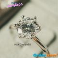1 Carat Moissanite Round Classic Six Prong Sterling Silver Ring Woman Engagement Wedding Ring. 