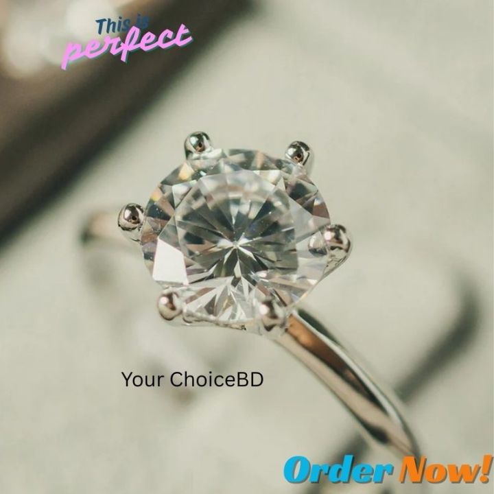 1%20Carat%20Moissanite%20Round%20Classic%20Six%20Prong%20Sterling%20Silver%20Ring%20Woman%20Engagement%20Wedding%20Ring%20-%20Image%203
