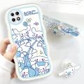 TA for OPPO A15 A15S Back Cover Cute Melody Kuromi Fashion Wavy Phone Case With Free Holder Camera Protection Transparent TPU Soft Cover for Girls. 