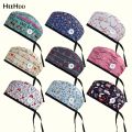 Operating Room Doctor Cap Medical Hats 100%Cotton Pet Hospital Scrub Cap Cartoon Print Female Lab Hat Health Service Nursing Cap. 