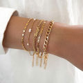 Alien 5Pcs Trendy Chain Bracelet Set For Women Angel Letter Gold Silver Color Link Chain Bangle Female Fashion Jewelry Gift.