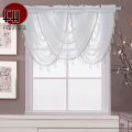Solid White Valance Curtains Tulle For Living Room Sheer Curtain For Kitchen Bedroom Voile With Beads Home Decor Finished Panel.