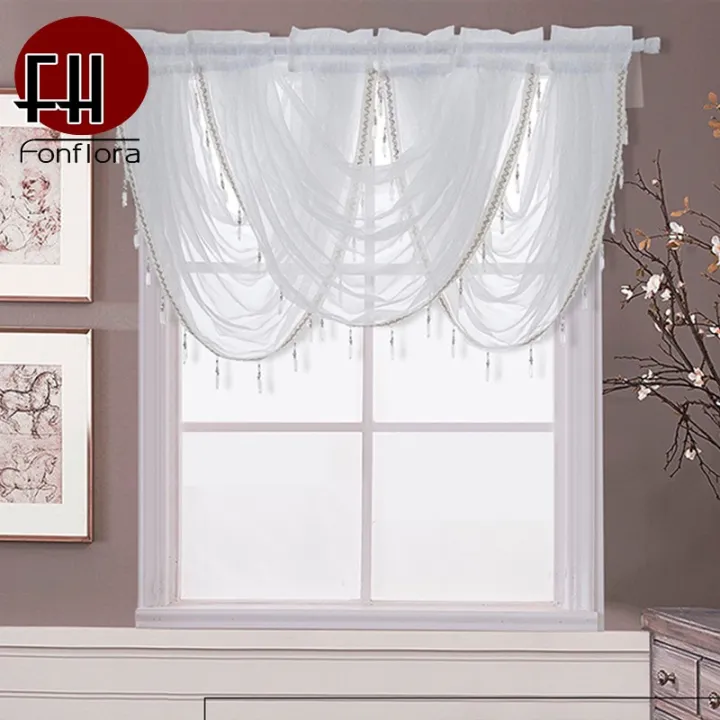 Solid%20White%20Valance%20Curtains%20Tulle%20For%20Living%20Room%20Sheer%20Curtain%20For%20Kitchen%20Bedroom%20Voile%20With%20Beads%20Home%20Decor%20Finished%20Panel%20-%20Image%203
