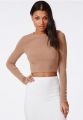 Ladies Long Sleeve Crop Top Rib fabric.