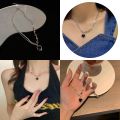 Y2K Sweet Cool Style Black Love Heart Pendant Necklace for Women Star Inlaid Rhinestone Clavicle Chain Asymmetric Necklace for Women Teen Girls Gift.