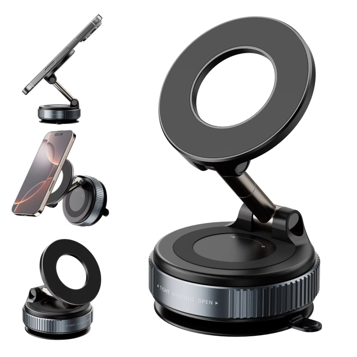 Strong Magnet Extended Car Mobile Stand 360 Degree Rotation Car Phone Stand Magnetic Vacuum Suction Car Phone Stand.