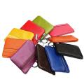 Mini Multi-color Genuine Leather Small Coin Purse Light Top Layer Cowhide Zipper Key Case Solid Color Coin Loose Money Bag. 