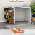 Home Office Computer Desk/ Work Station Writing Desk with 4-Tier  Storage Shelf/Industrial Use Modern Laptop Table/ Work & Study Desk Table 30/30/16. 