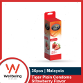 Tiger Plain Condoms Strawberry Flavor - Full Box 3x12=36pcs. 