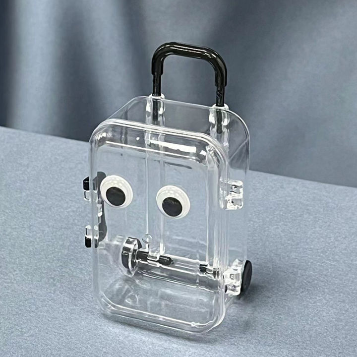Storage Box Mini Cute Clear Luggage Suitcase Gift Desk Organiser Decoration