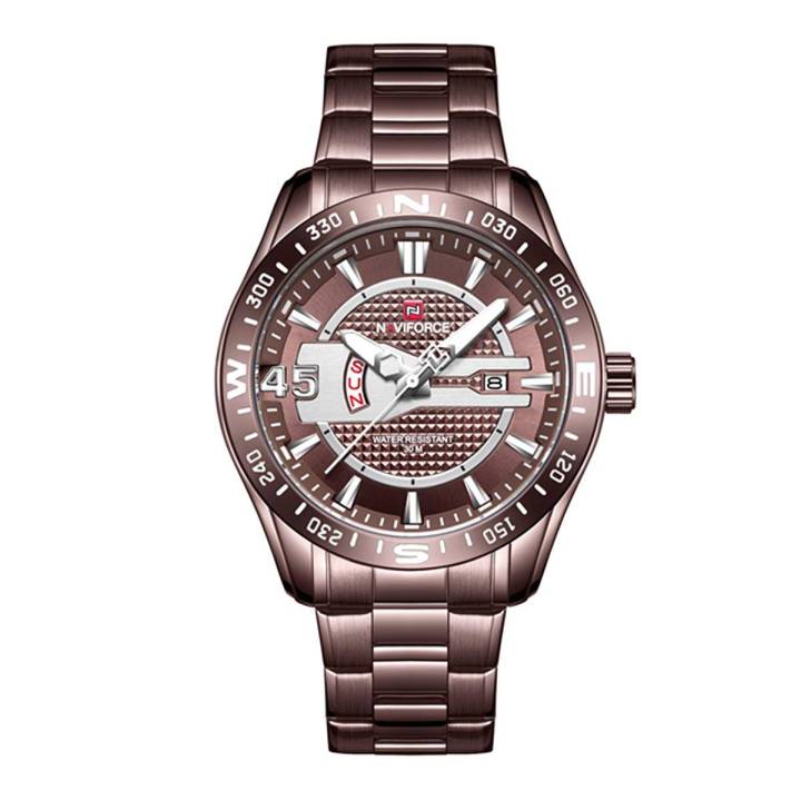 NAVIFORCE NF9157 - Bronze Stainless Steel Analog Watch for Men - Bronze