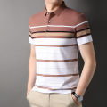 Top Grade Yarn-dyed Process Cotton Luxury Stripped Summer Casual Polo Shirt For Men Logo Short Sleeve Tops Fashions Men Clothing. 