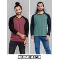 Raglan Full Sleeve Casual Maroon Color T-Shirt For Men - A Wardrobe Essential That Blends Comfort and Style for Every Occasion.