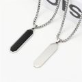 Black Enamel Bar Pendant Necklace Black Square Stainless Steel Link Chain Fashion Jewelry Chain For Men-Gift for Men.
